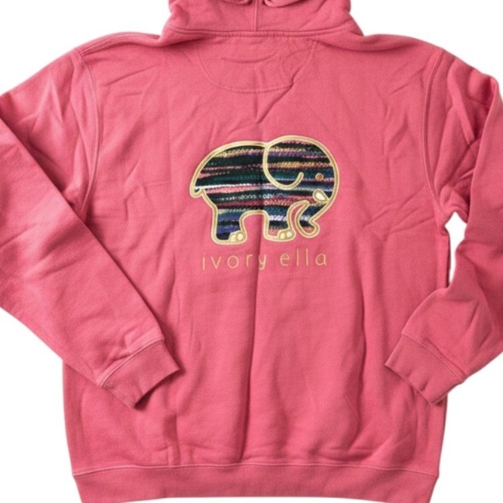 Ivory Ella NWT Mauvewood Striped Elephant Graphic Hoodie Size XL